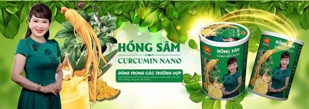 Sản phẩm Hồng sâm Curcumin nano được Công ty CP dược phẩm quốc tế Việt Nam Trường Đại Hưng Anh Quốc gia công.